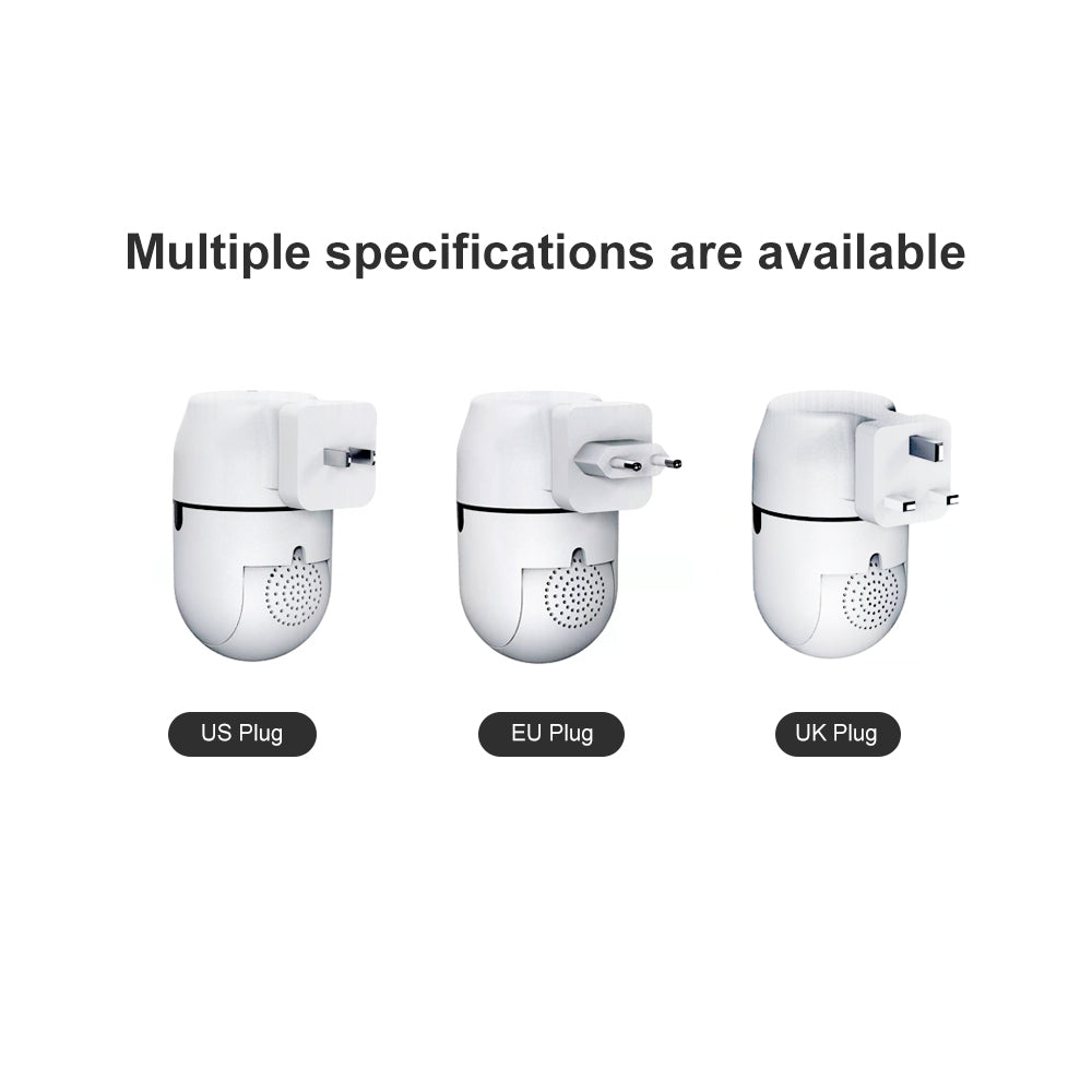 Comparison of US, EU, and UK plug specifications for the wireless socket security camera.