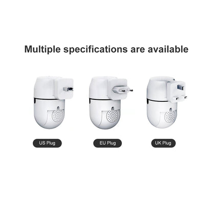 Comparison of US, EU, and UK plug specifications for the wireless socket security camera.