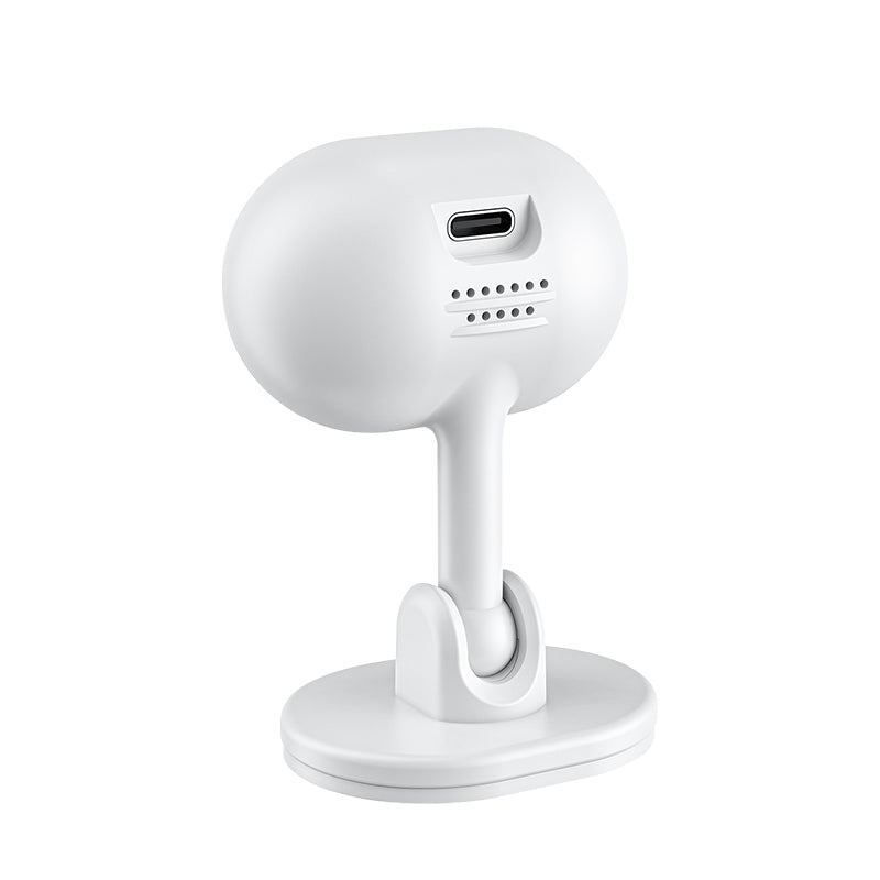 Back view of mini camera highlighting the Type-C charging port and built-in speaker.