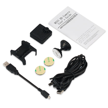 Tactical Outland Pro Mini WiFi Camera full package including cables, magnetic mounts, 3M stickers, and user manual.
