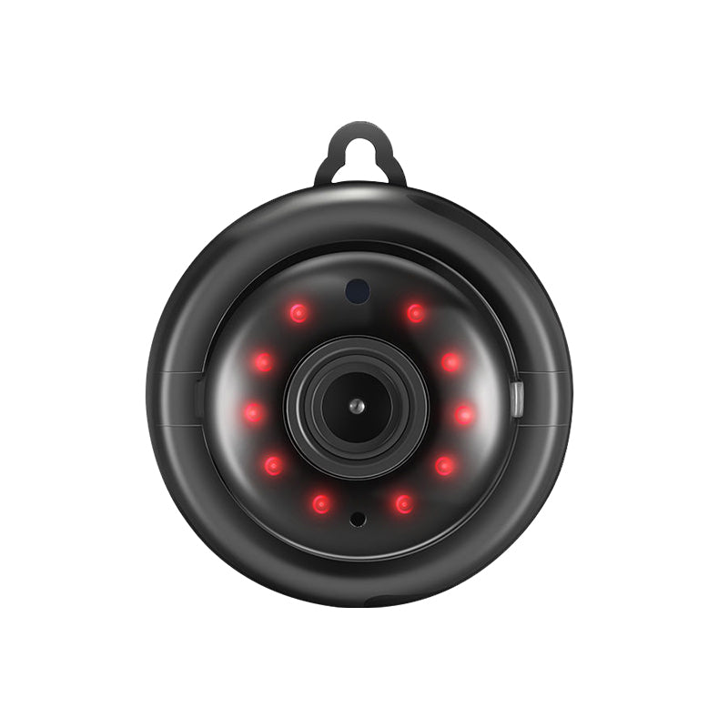 Mini spy camera with 6 hidden infrared night vision LEDs for clear low-light recording.
