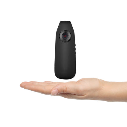 The Tactical Outland wearable camera resting on an open palm to demonstrate its lightweight and small form factor.