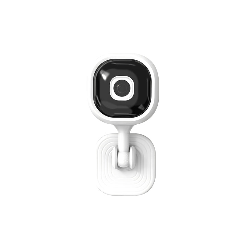 Top-down view of the sleek, portable smart camera designed for nursery monitoring and home security.