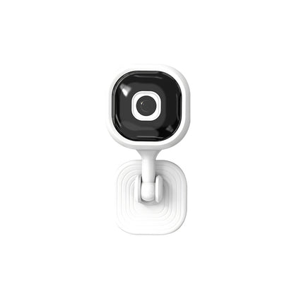 Top-down view of the sleek, portable smart camera designed for nursery monitoring and home security.