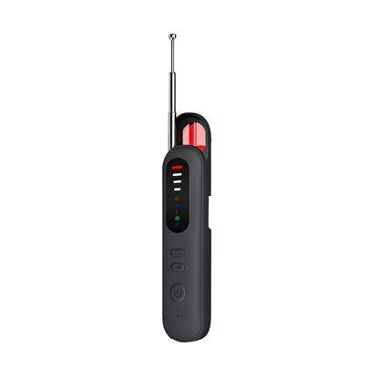 Side view of the Tactical Outland signal detector with the telescopic RF antenna extended for long-range bug detection.