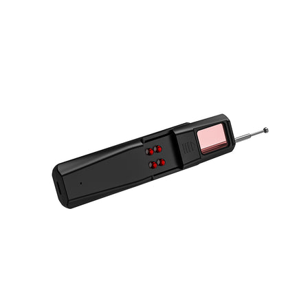 Front view of a professional RF signal detector showing LED sensitivity indicators and control buttons.