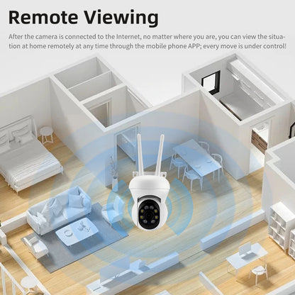 Wireless smart home security camera system with remote viewing capabilities for every room.