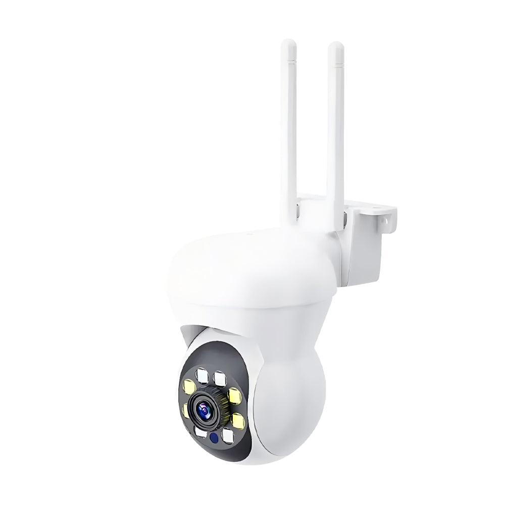 Detail view of the smart dual-light LED and infrared sensor array on the camera lens.