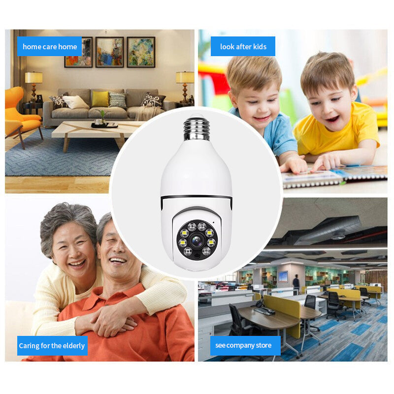 Retail packaging box for the 1080P HD smart WiFi light bulb security camera.