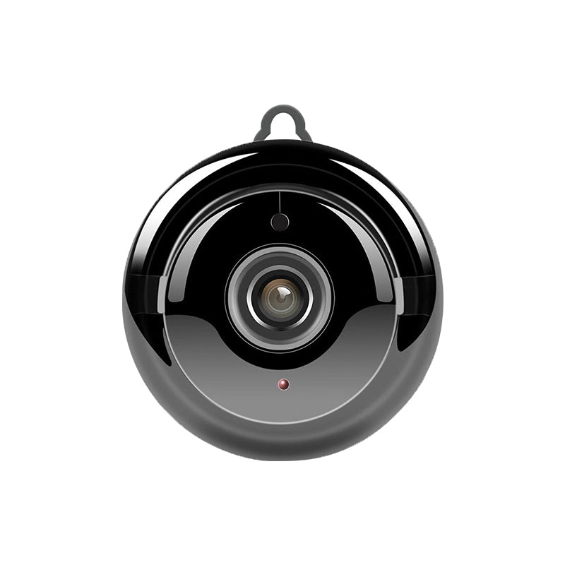 Smart mini camera with built-in microphone and motion detection indicator for real-time monitoring.