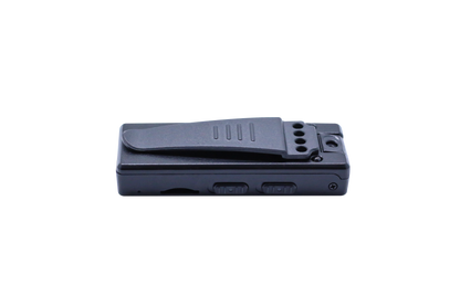 Side profile of the Tactical Outland body camera highlighting the tactile recording buttons and slim design.