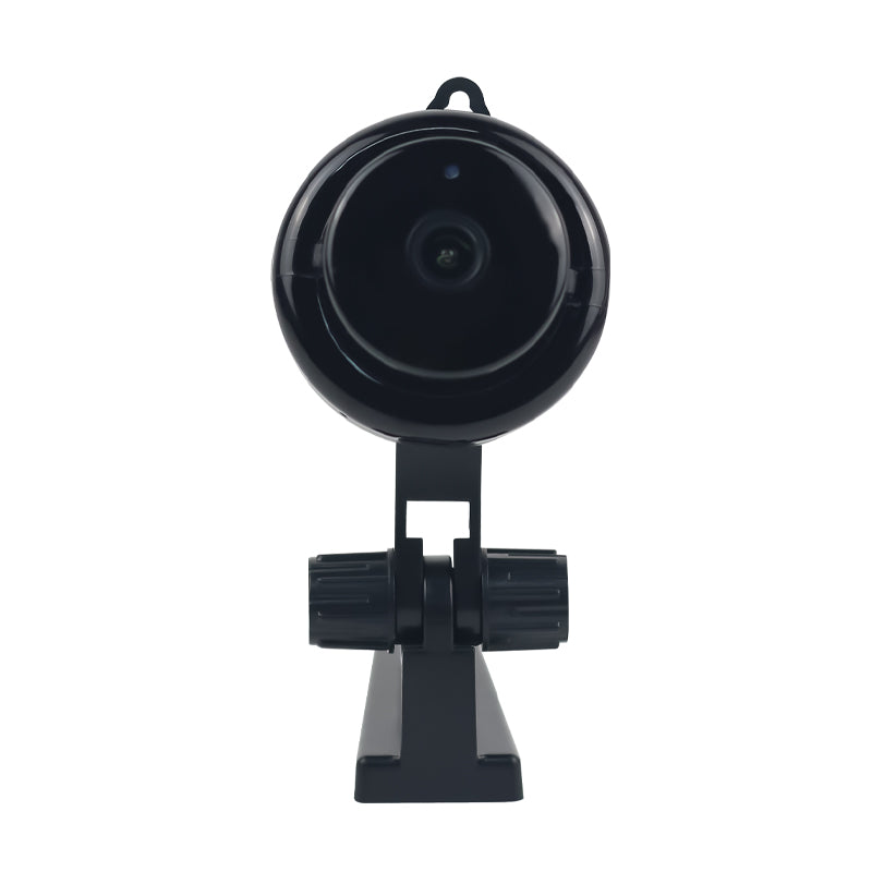 Front, direct view of the Tactical mini camera with its lens centered, ready for covert home surveillance.