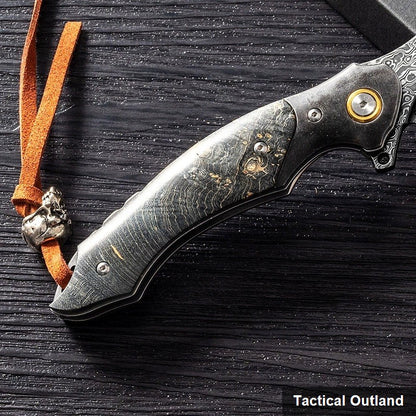 73-layer VG10 Damascus blade and handle detail