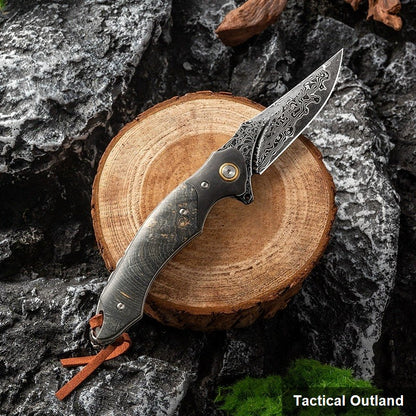 73-layer VG10 Damascus folding knife for outdoor carry