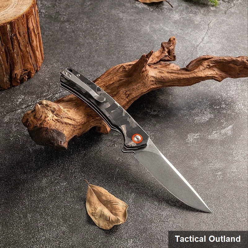 D2 steel carbon-fiber edge-lock folding knife for outdoor utility