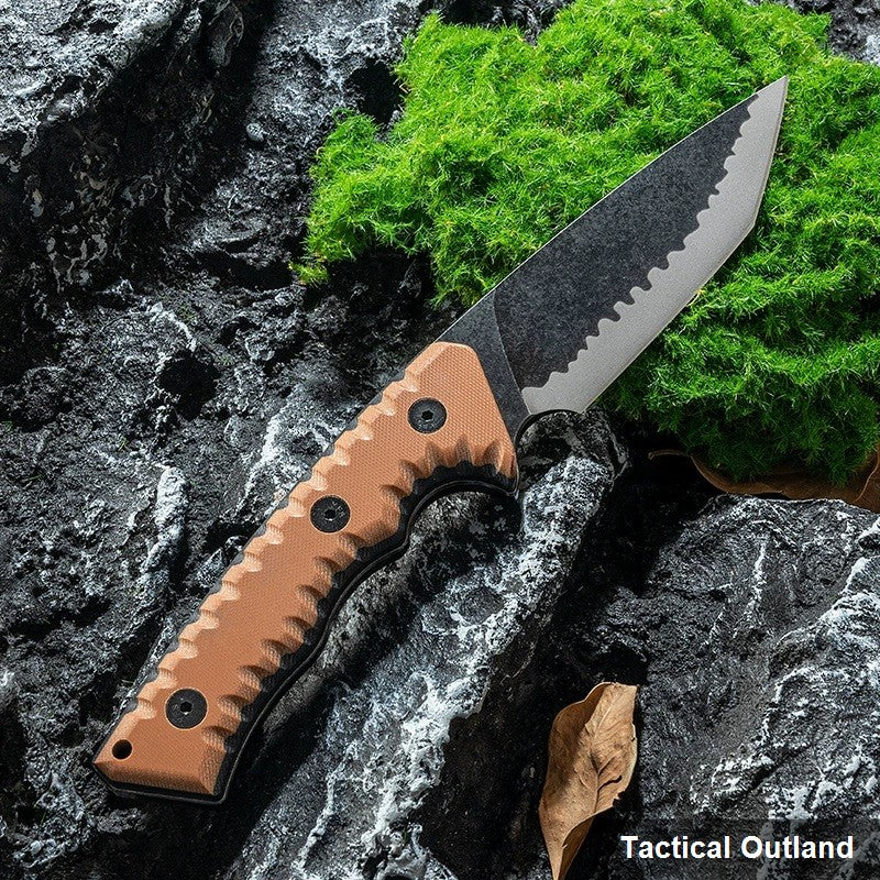D2 steel G10 fixed-blade survival knife for outdoor use