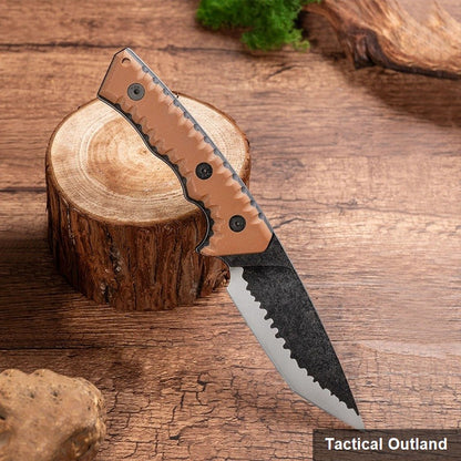 D2 steel G10 fixed-blade survival knife blade and gear detail