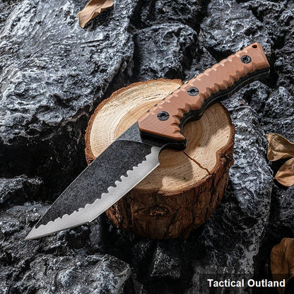 D2 steel G10 fixed-blade survival knife field-use detail