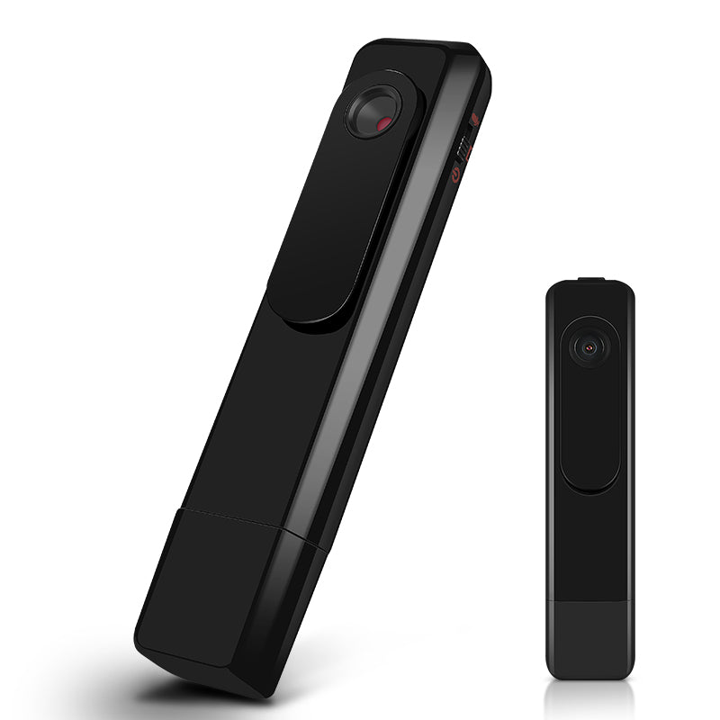 Tactical Outland Pro HD 1080P wearable body camera and voice recorder with integrated pocket clip in a sleek black finish.