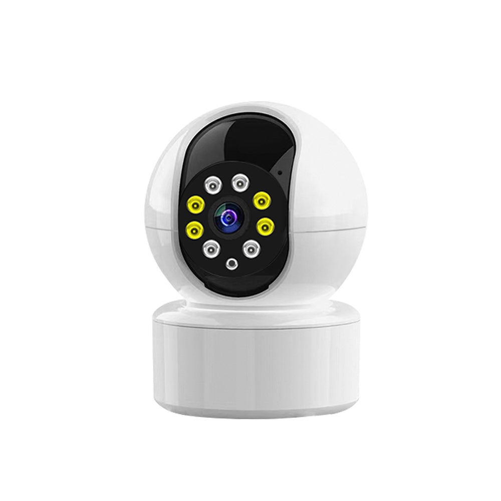 Close-up of the Tactical Outland smart camera lens featuring motion detection and two-way audio sensors.