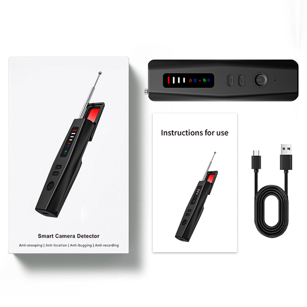 What’s in the box: Tactical Outland Smart Camera Detector, user manual, and USB charging cable in premium retail packaging.