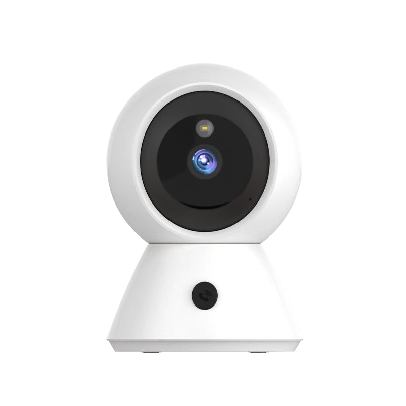 Front view of the Tactical Outland Smart Home Camera in white, featuring the high-definition lens and one-touch call button.