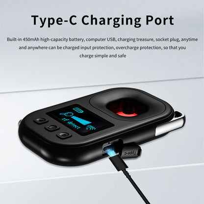Close-up of the Type-C charging port on the anti-spy detector featuring a 450mAh high-capacity battery.