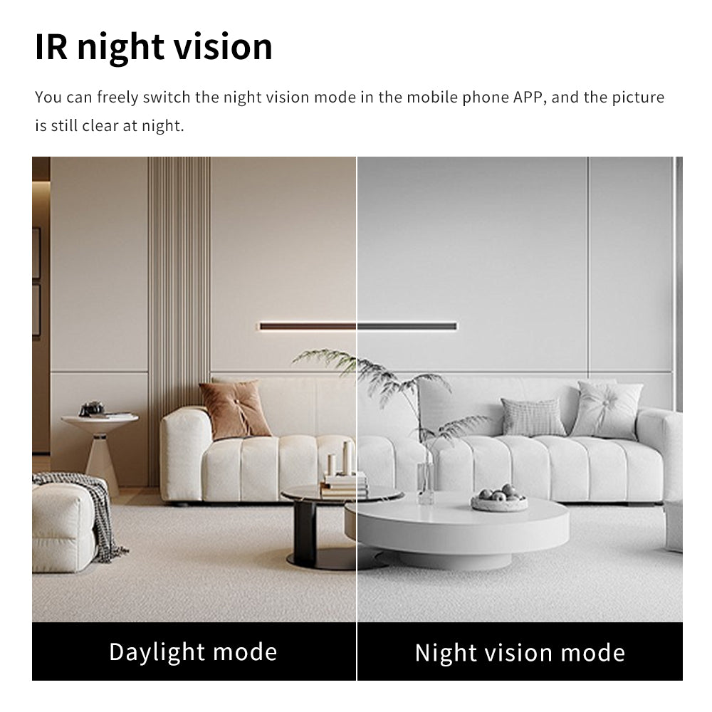 135-degree ultra-wide-angle smart camera for full room coverage and home surveillance.