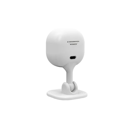 Rear view of the Smart WiFi Security Camera showing the USB-C charging port and built-in speaker for two-way audio.
